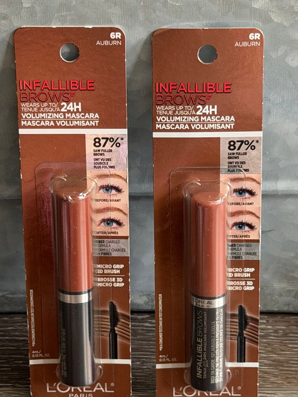 L’Oréal Infallible Brows 24H Volumizing Brow Mascara 6R Auburn 2 Pack New
